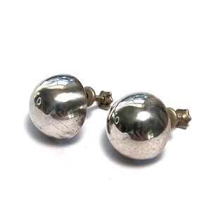 Vintage Sterling Silver Domed Earrings 1940's Taxco .925 Screwback